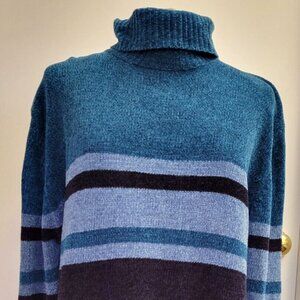 Vintage Mervyn's Partners Women's Turtleneck Shirt Sweater Size XL Blue